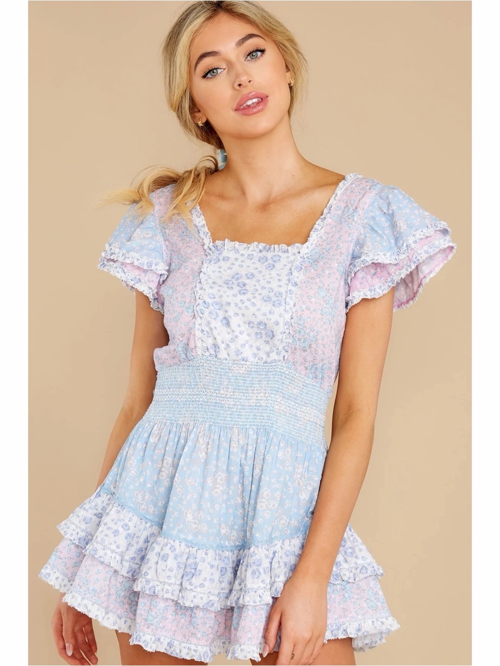 LoveShackFancy Stanton Mini Dress in Blueberry‎ Dust Floral